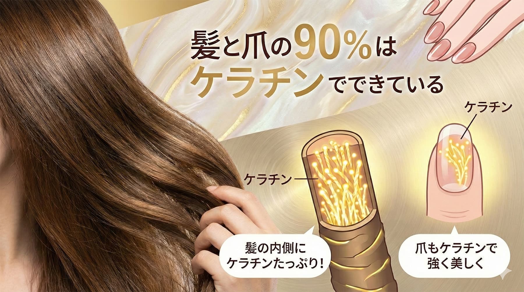 髪や爪の９０%は「ケラチン」でできています
