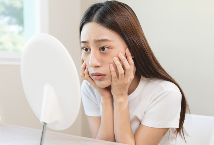 寝不足で化粧のノリが悪い